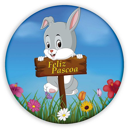 Capa Painel Redondo Sublimado - Coelho da Pascoa