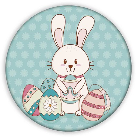 Capa Painel Redondo Sublimado - Coelho da Pascoa