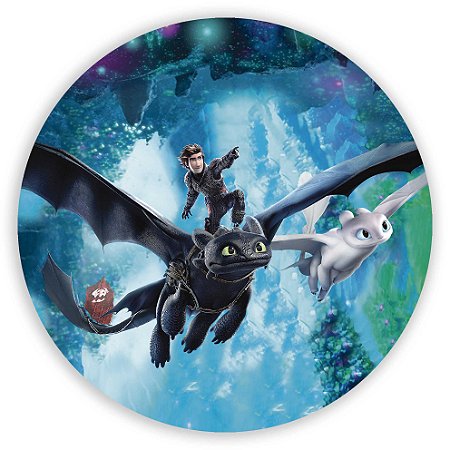 Capa Painel Redondo Sublimado - Como Treinar seu Dragao