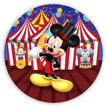 Capa Painel Redondo Sublimado - Mickey Circo