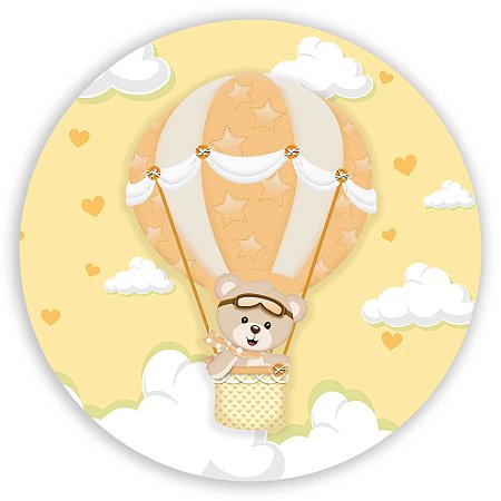 Capa Painel Redondo Sublimado - Ursinha Baloeira Amarela