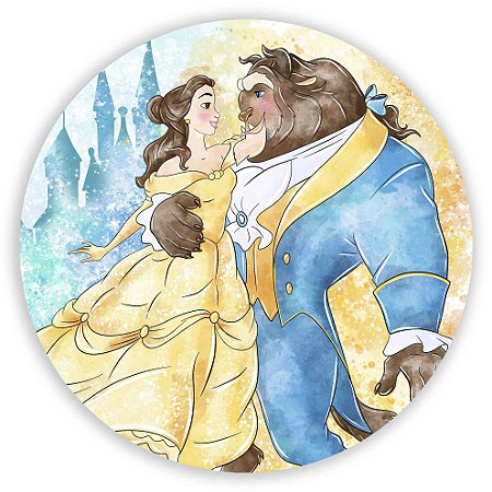 Capa Painel Redondo Sublimado - A Bela e a Fera