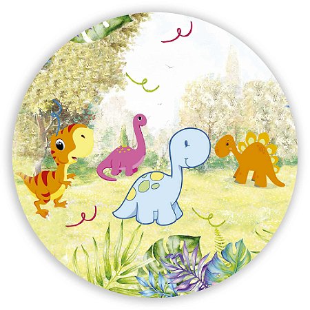 Capa Painel Redondo Sublimado - Dinossauro Cute
