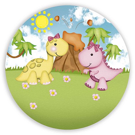 Capa Painel Redondo Sublimado - Dinossauro Cute
