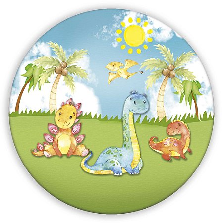 Capa Painel Redondo Sublimado - Dinossauro Cute