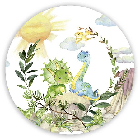Capa Painel Redondo Sublimado - Dinossauro Cute