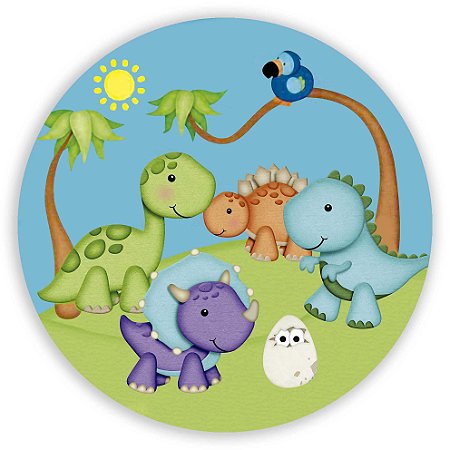 Capa Painel Redondo Sublimado - Dinossauro Cute