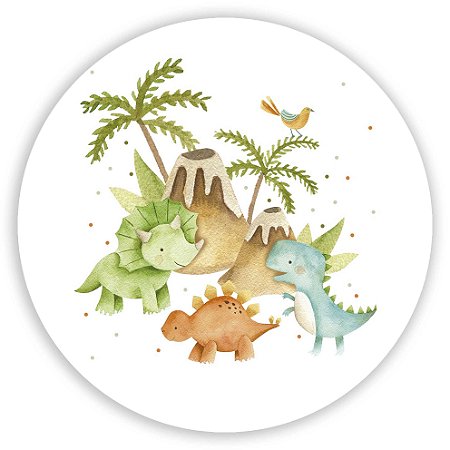 Capa Painel Redondo Sublimado - Dinossauro Cute