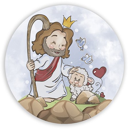 Capa Painel Redondo Sublimado - Jesus Cute