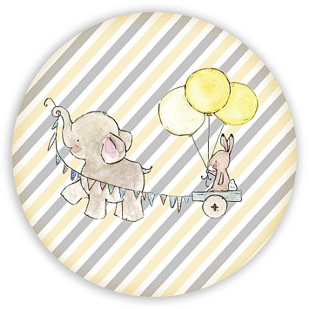 Capa Painel Redondo Sublimado - Elefante Amarelo