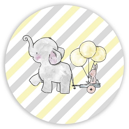 Capa Painel Redondo Sublimado - Elefante Amarelo