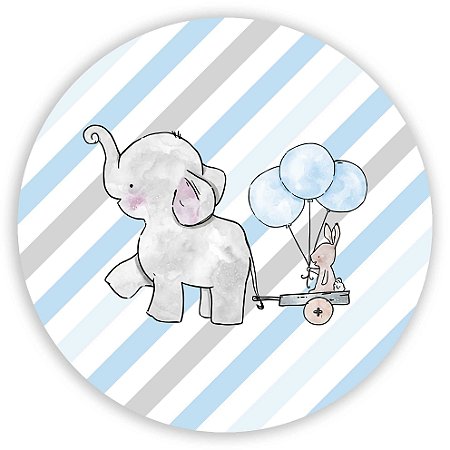 Capa Painel Redondo Sublimado - Elefante Azul
