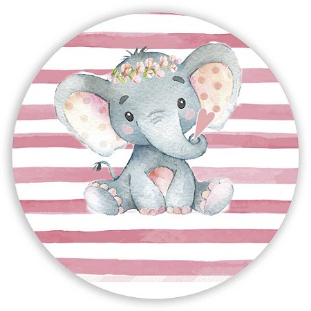 Capa Painel Redondo Sublimado - Elefante Rosa