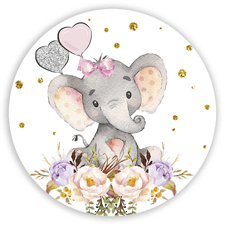 Capa Painel Redondo Sublimado - Elefante Rosa
