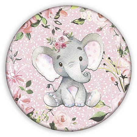 Capa Painel Redondo Sublimado - Elefante Rosa