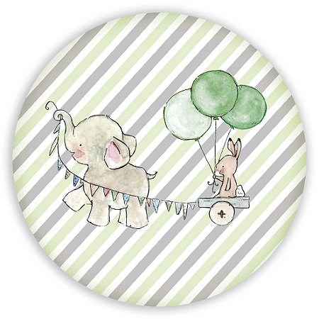 Capa Painel Redondo Sublimado - Elefante Verde