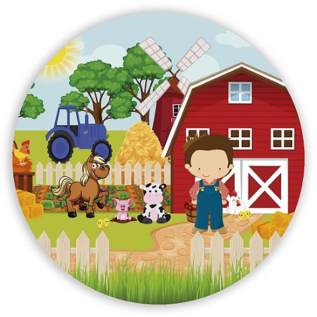 Capa Painel Redondo Sublimado - Fazendinha