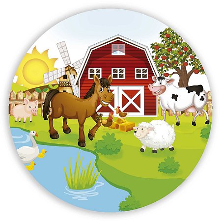 Capa Painel Redondo Sublimado - Fazendinha