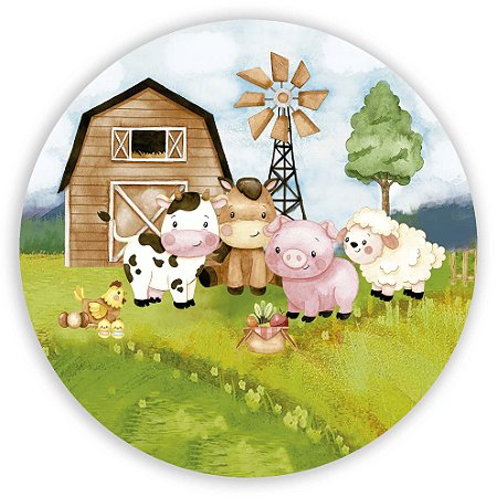 Capa Painel Redondo Sublimado - Fazendinha