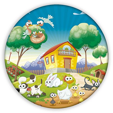 Capa Painel Redondo Sublimado - Fazendinha