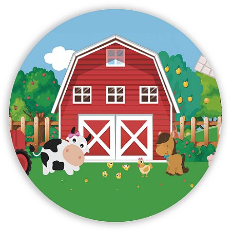 Capa Painel Redondo Sublimado - Fazendinha