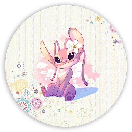 Capa Painel Redondo Sublimado - Stitch e Angel (Lilo e Stitch)