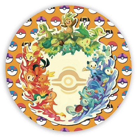 Capa Painel Redondo Sublimado - Pokemon Iniciais