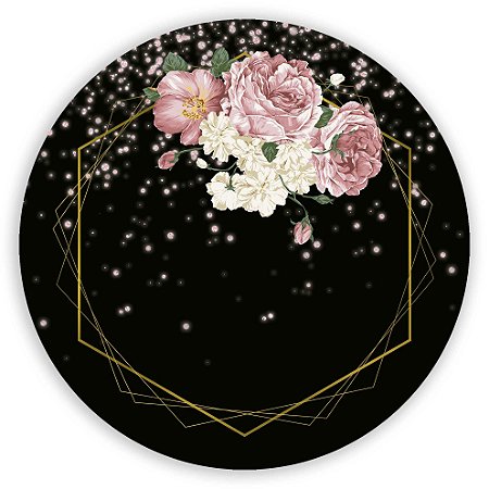 Capa Painel Redondo Sublimado - Floral Geometrico