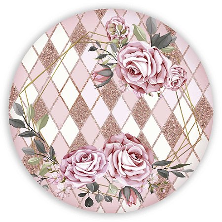 Capa Painel Redondo Sublimado - Floral Geometrico