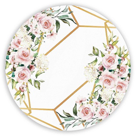 Capa Painel Redondo Sublimado - Floral Geometrico