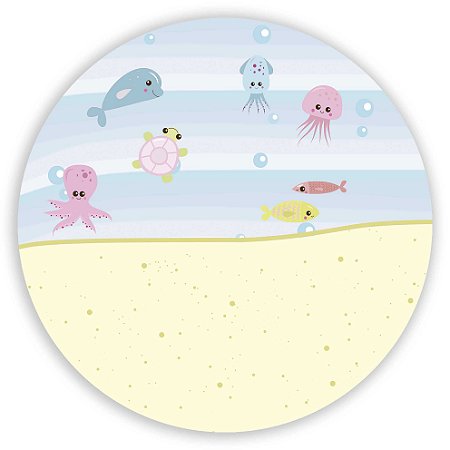 Capa Painel Redondo Sublimado - Fundo do Mar