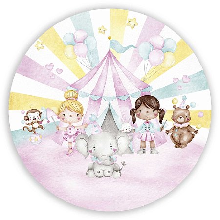 Capa Mini Painel Sublimado - Circo Rosa Aquarelado