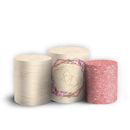 Capas Trio Cilindro Sublimado Vest Facil - Arabesco Floral