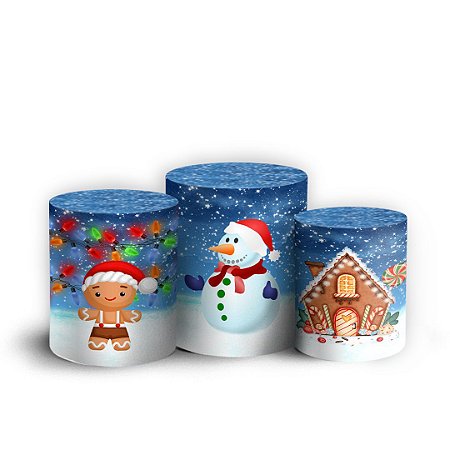 Capas Trio Cilindro Sublimado Vest Facil - Natal Ano Novo