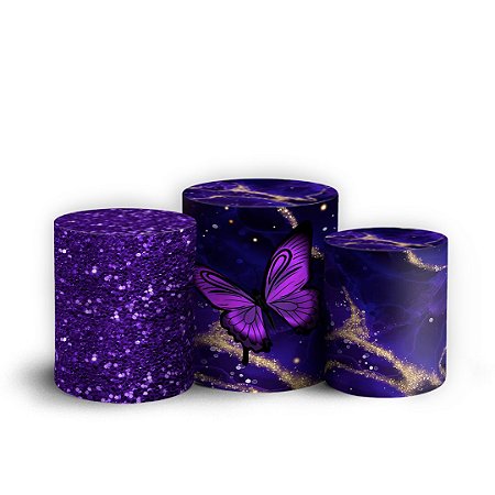 Capas Trio Cilindro Sublimado Vest Facil - Borboleta Roxa