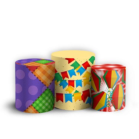 Capas Trio Cilindro Sublimado Vest Facil - Festa Junina