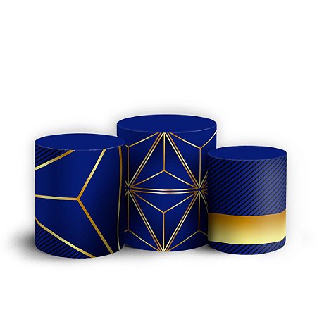 Capas Trio Cilindro Sublimado Vest Facil - Abstrato Azul