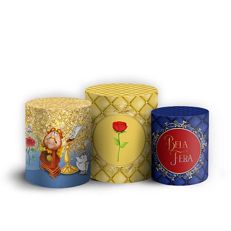 Capas Trio Cilindro Sublimado Vest Facil - A Bela e a Fera