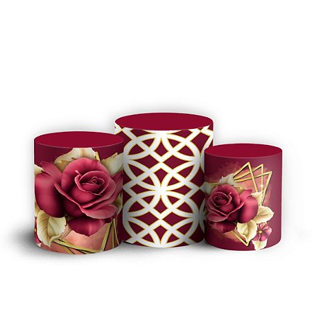 Capas Trio Cilindro Sublimado Vest Facil - Marsala