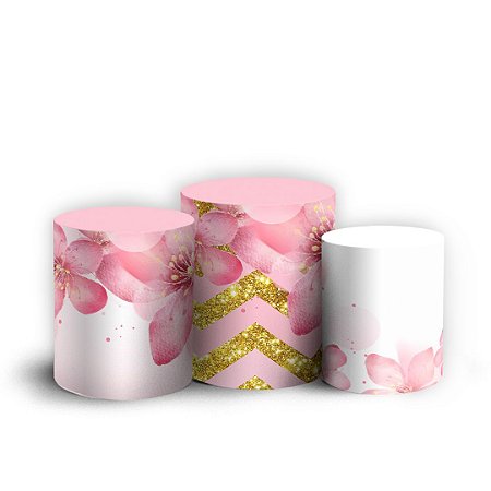 Capas Trio Cilindro Sublimado Vest Facil - Flores Rosa