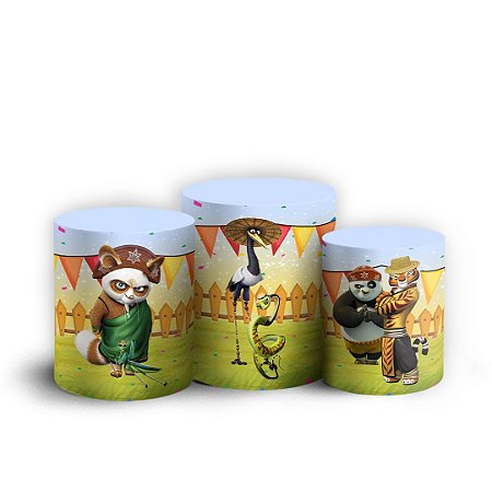 Capas Trio Cilindro Sublimado Vest Facil - Kung Fu Panda Junino
