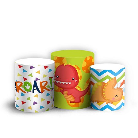 Capas Trio Cilindro Sublimado Vest Facil - Dino Baby