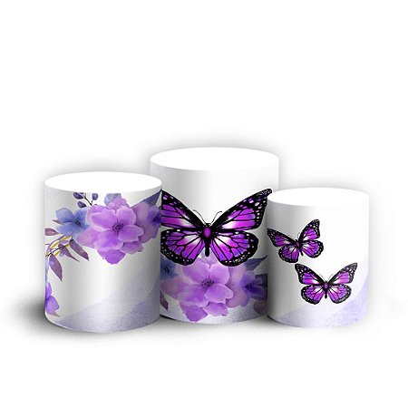 Capas Trio Cilindro Sublimado Vest Facil - Borboletas