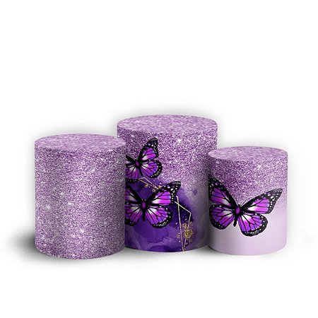 Capas Trio Cilindro Sublimado Vest Facil - Borboleta Roxa