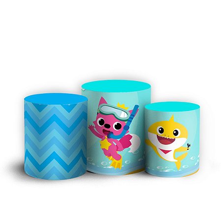 Capas Trio Cilindro Sublimado Vest Facil - Baby Shark