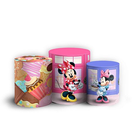 Capas Trio Cilindro Sublimado Vest Facil - Minnie Confeiteira