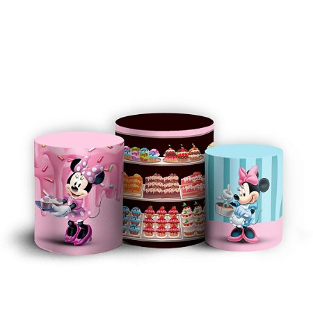 Capas Trio Cilindro Sublimado Vest Facil - Minnie Confeiteira