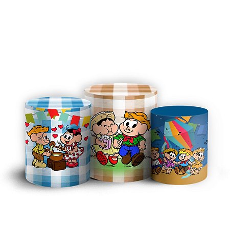 Capas Trio Cilindro Sublimado Vest Facil - Festa Junina Turma da Monica