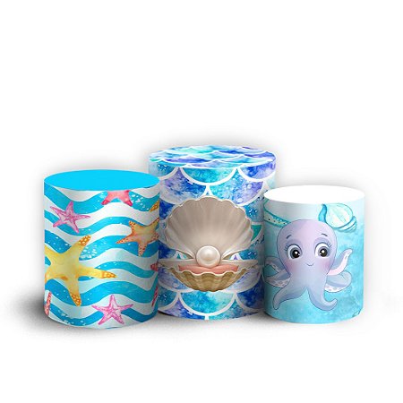 Capas Trio Cilindro Sublimado Vest Facil - Sereia