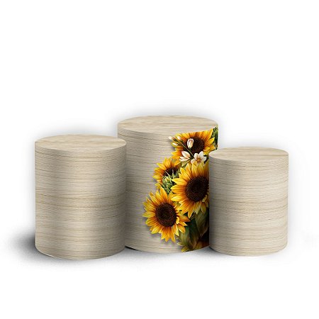 Capas Trio Cilindro Sublimado Vest Facil - Girassol